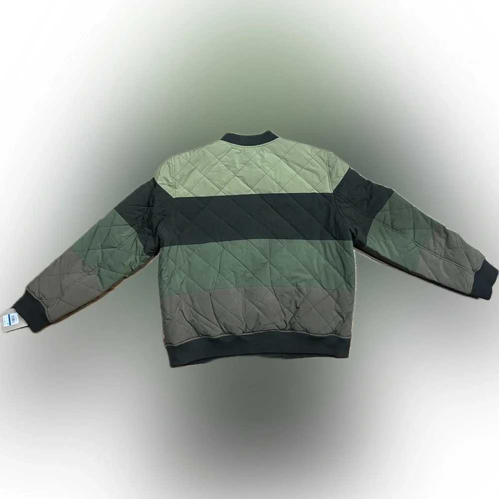 NWT Levi's SZ XL brown/green/taupe multicolored quilted bomber jacket/chest 50”